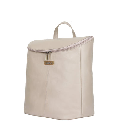 Wholesale Women's Taupe Genuine Leather Backpack Purse - Daypack For Travel, Daily Use and Work