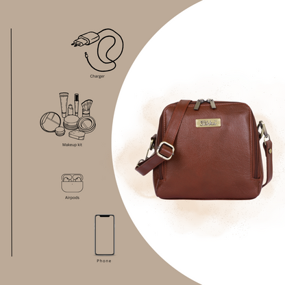 Wholesale Women's Brown Genuine Leather Crossbody Sling Bag