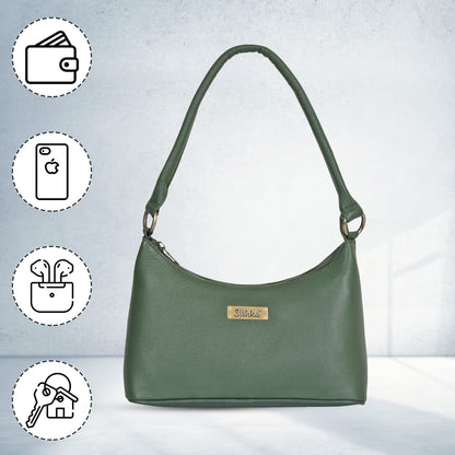 Olive Genuine Leather Hobo Shoulder Handbags Wholesale for Women