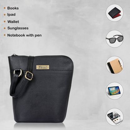 Black Genuine Leather Shoulder Sling bag Wholesale for Women – Crossbody Organizer Purse