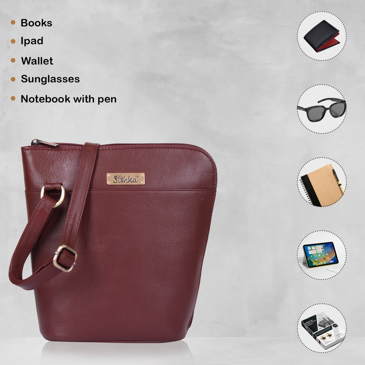 Cherry Red Genuine Leather Shoulder Sling bag Wholesale for Women