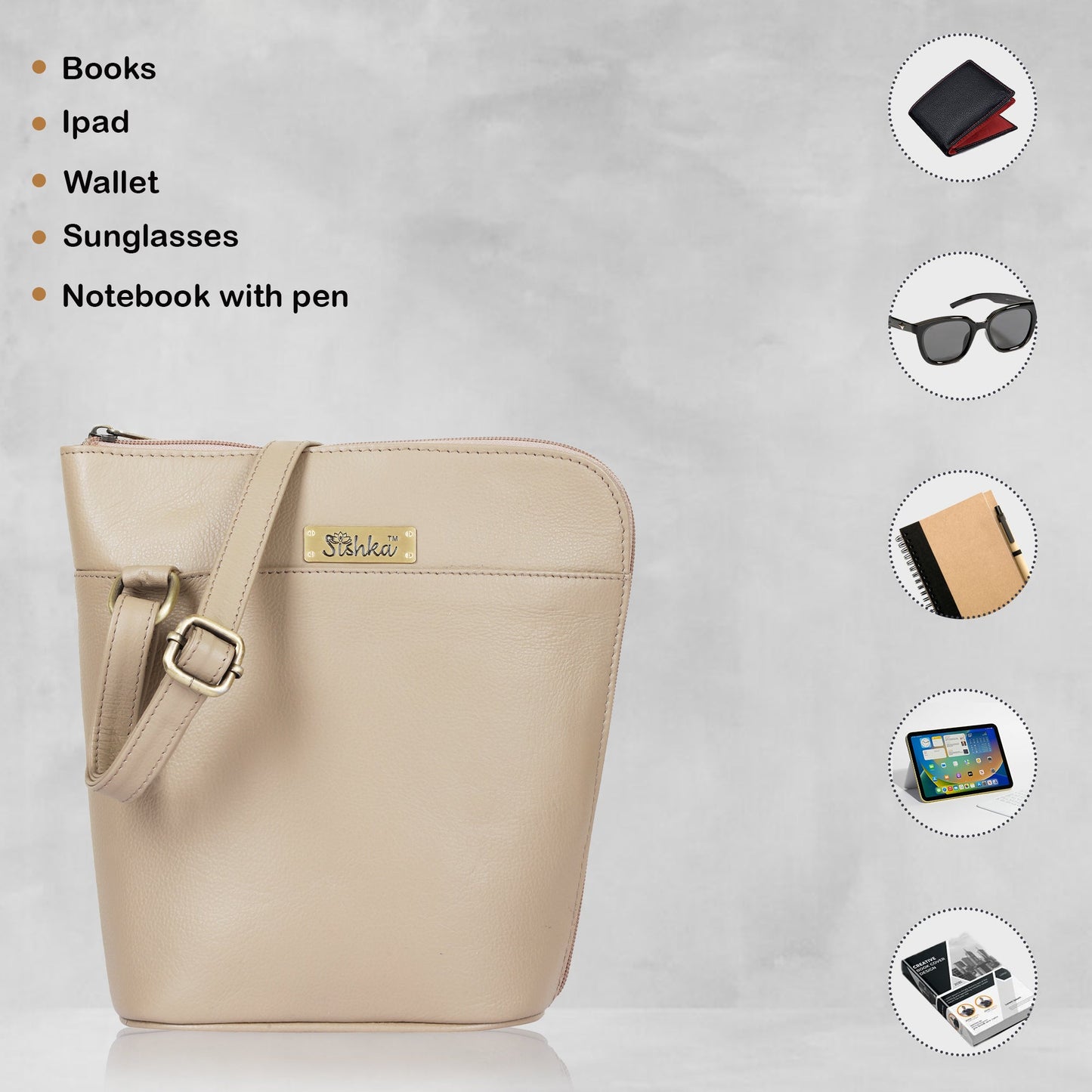 Taupe Genuine Leather Shoulder Sling bag Wholesale for Women  – Shoulder Purse