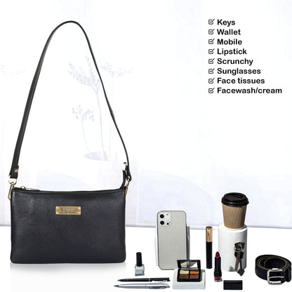 Black Genuine Leather Crossbody Shoulder Bag Wholesale for Women – Sleek Crossover Purse