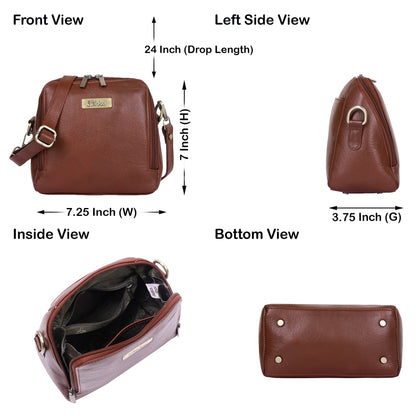 Wholesale Women's Brown Genuine Leather Crossbody Sling Bag
