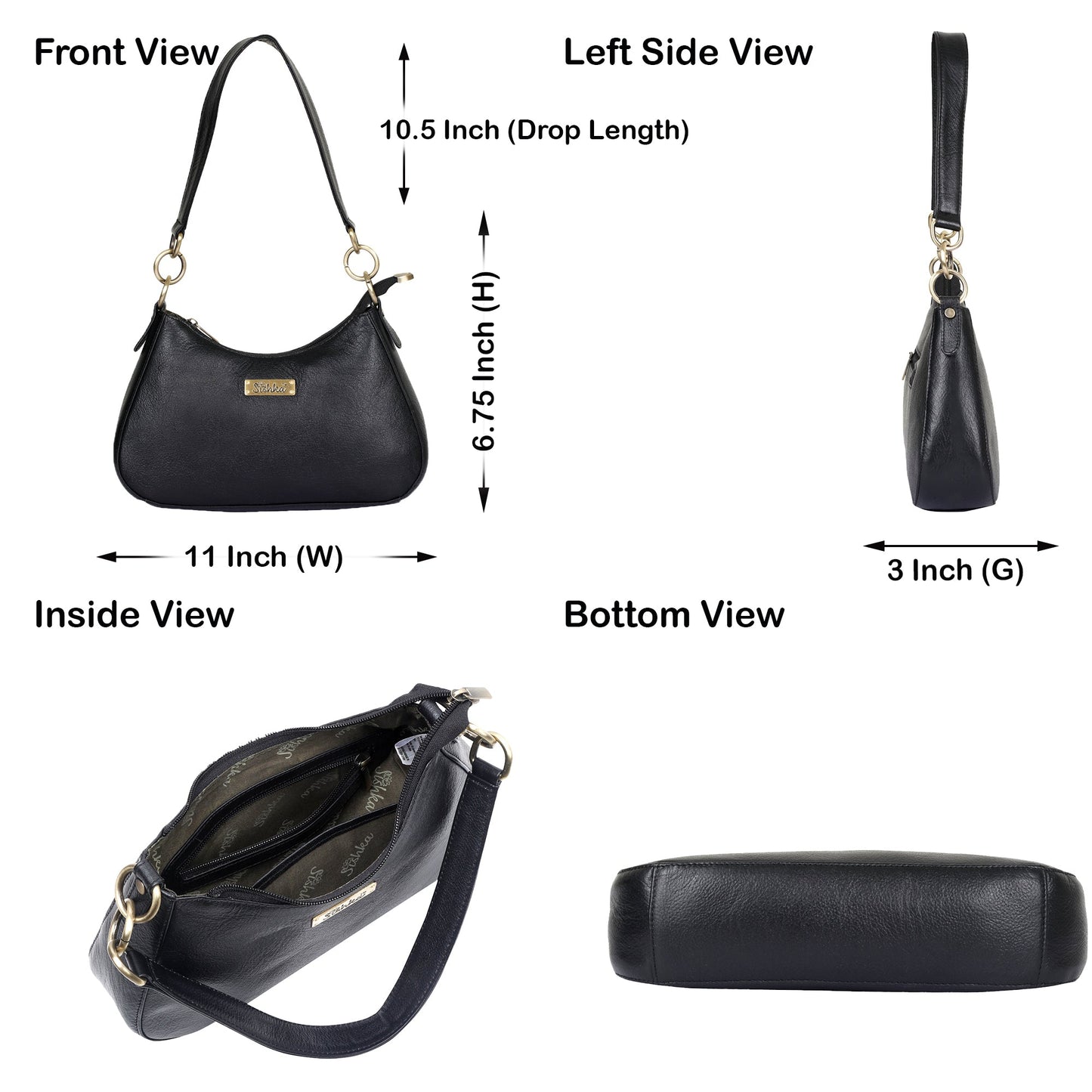Black Genuine Leather Half Moon Shoulder Bag Wholesale for Women – Tote Purse