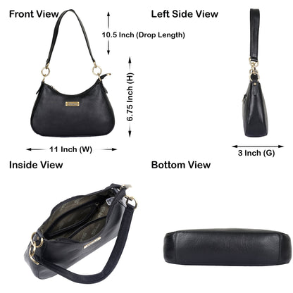 Black Genuine Leather Half Moon Shoulder Bag Wholesale for Women – Tote Purse