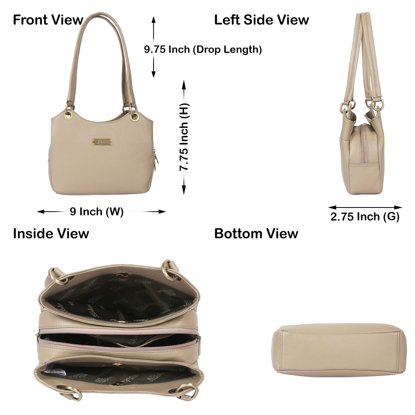 Taupe Genuine Leather Shoulder Bag Wholesale for Women | Work, Everyday Use