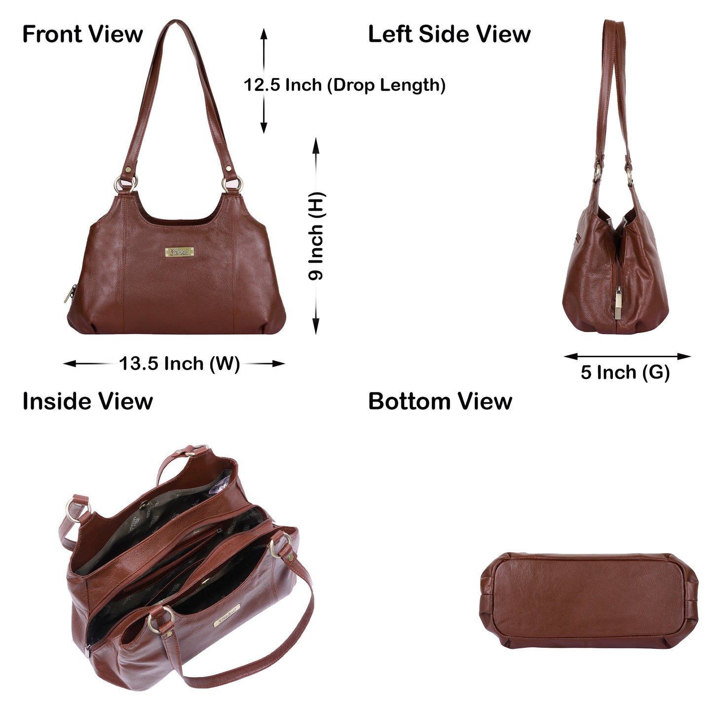 Wholesale Brown Genuine Leather Satchel Shoulder Bag For Women | Daily Use, Travel, Trips