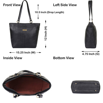 Black Genuine Leather Tote Shoulder Bag Wholesale for Women | Daily Use