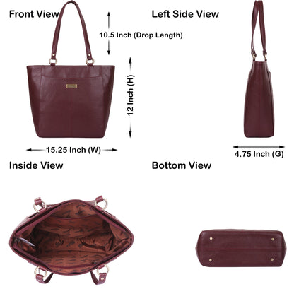 Cherry Red Genuine Leather Tote Shoulder  Bag Wholesale for Women | Daily Use