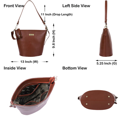 Brown Genuine Leather Bucket Hobo Bag Wholesale for Women – Shoulder Tote Purse