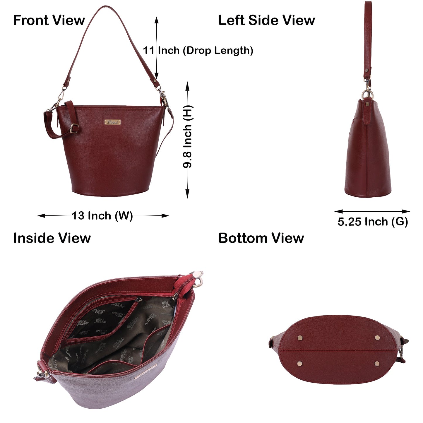 Cherry Red Genuine Leather Bucket Hobo Bag Wholesale for Women – Shoulder Tote Purse