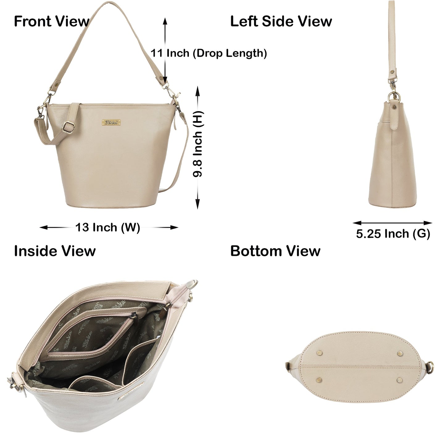 Taupe Genuine Leather Bucket Hobo Crossbody Bag Wholesale for Women – Elegant Shoulder Tote Purse