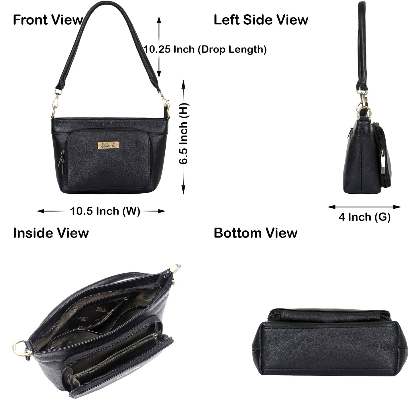 Black Genuine Leather Shoulder handbag Wholesale for Women – Tote with Front Pocket