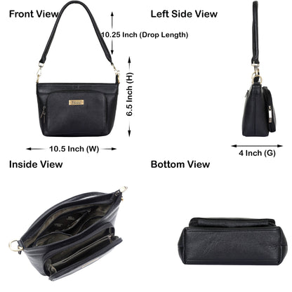 Black Genuine Leather Shoulder handbag Wholesale for Women – Tote with Front Pocket