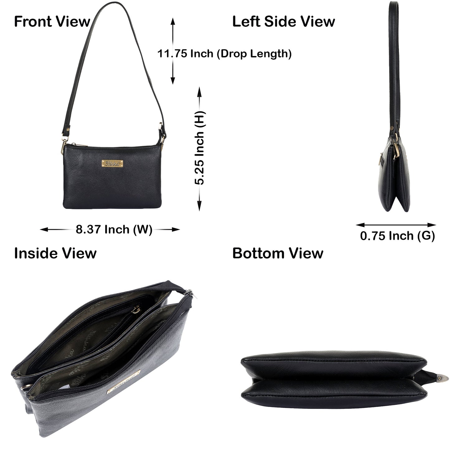 Black Genuine Leather Crossbody Shoulder Bag Wholesale for Women – Sleek Crossover Purse