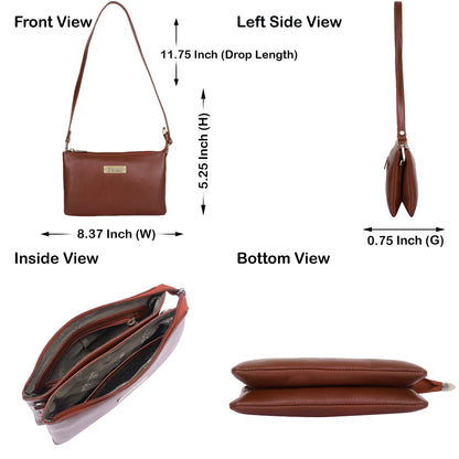 Brown Genuine Leather Crossbody Shoulder Bag Wholesale  for Women – Elegant Crossover Shoulder Purse