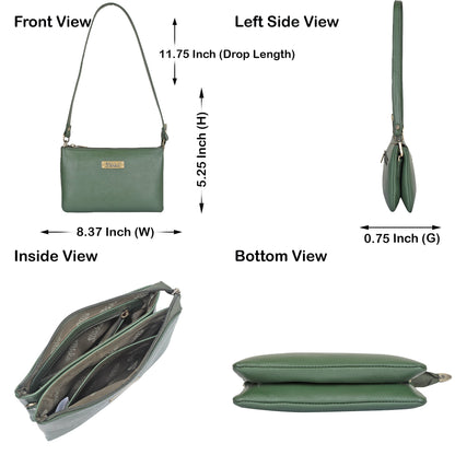Olive Genuine Leather Crossbody Shoulder Bag Wholesale  for Women – Crossbody Organizer Purse