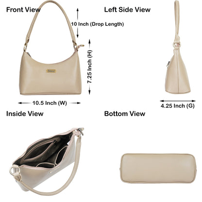Taupe Genuine Leather Hobo Shoulder Handbags Wholesale for Women