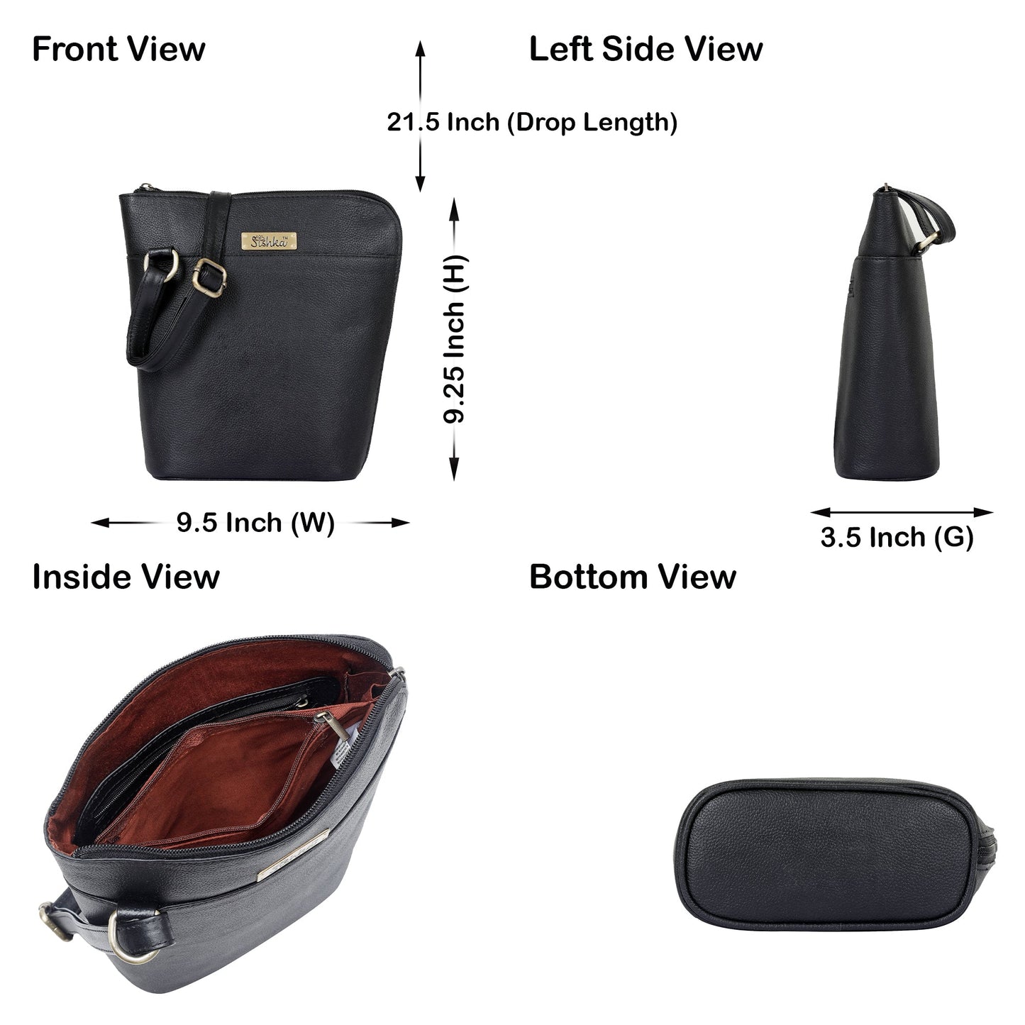 Black Genuine Leather Shoulder Sling bag Wholesale for Women – Crossbody Organizer Purse