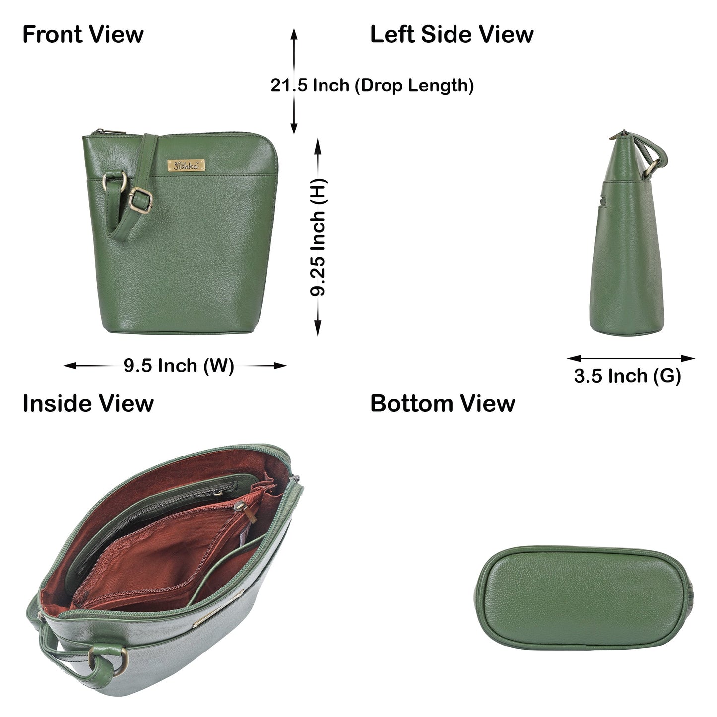 Olive Genuine Leather Shoulder Sling bag Wholesale for Women  – Shoulder Purse
