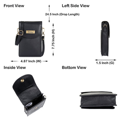 Black Genuine Leather Mobile Crossbody Bag Wholesale for Women  – Phone Purse