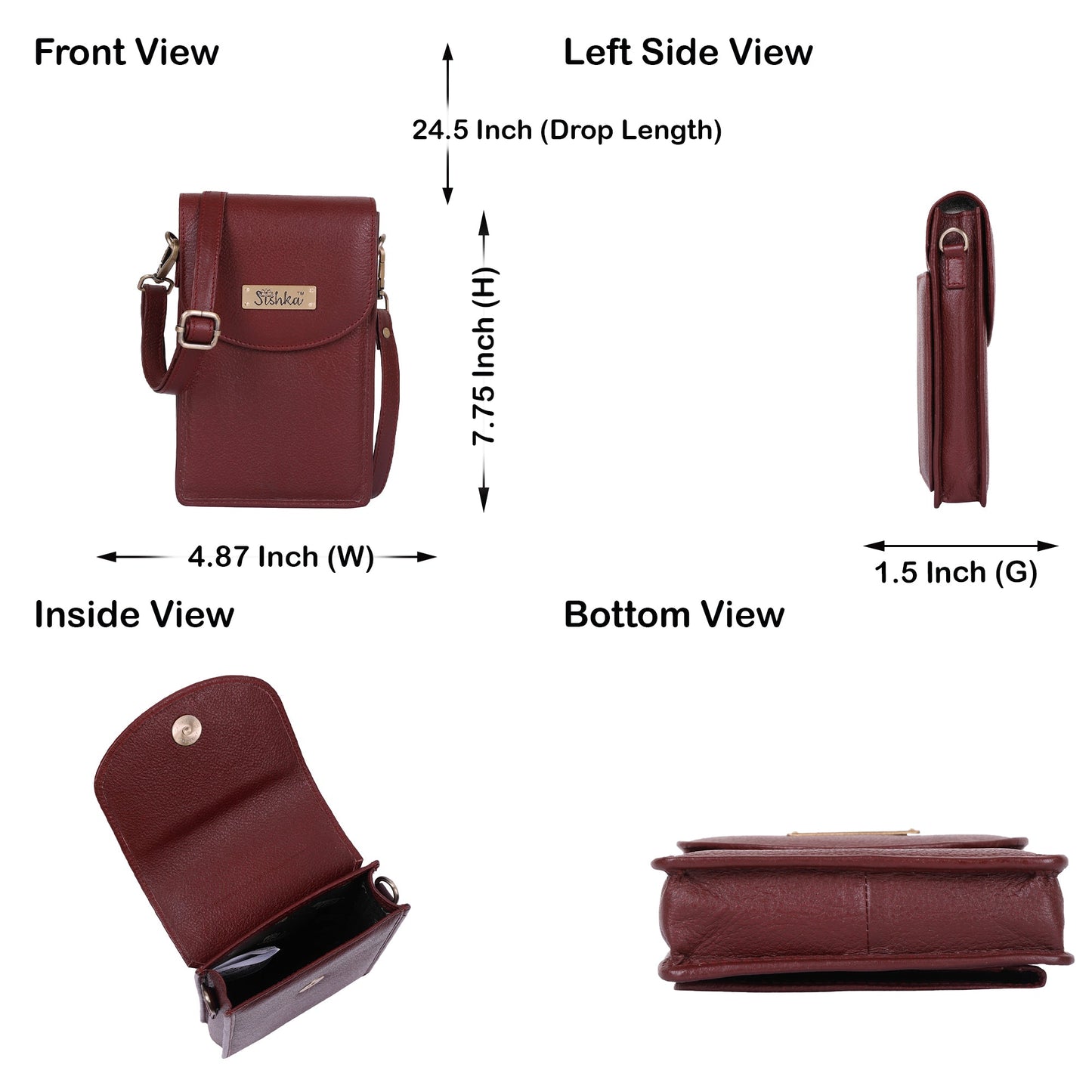 Cherry Red Genuine Leather Mobile Crossbody Bag Wholesale for Women  – Phone Purse