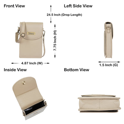 Taupe Genuine Leather Mobile Crossbody Bag Wholesale for Women – Phone Purse