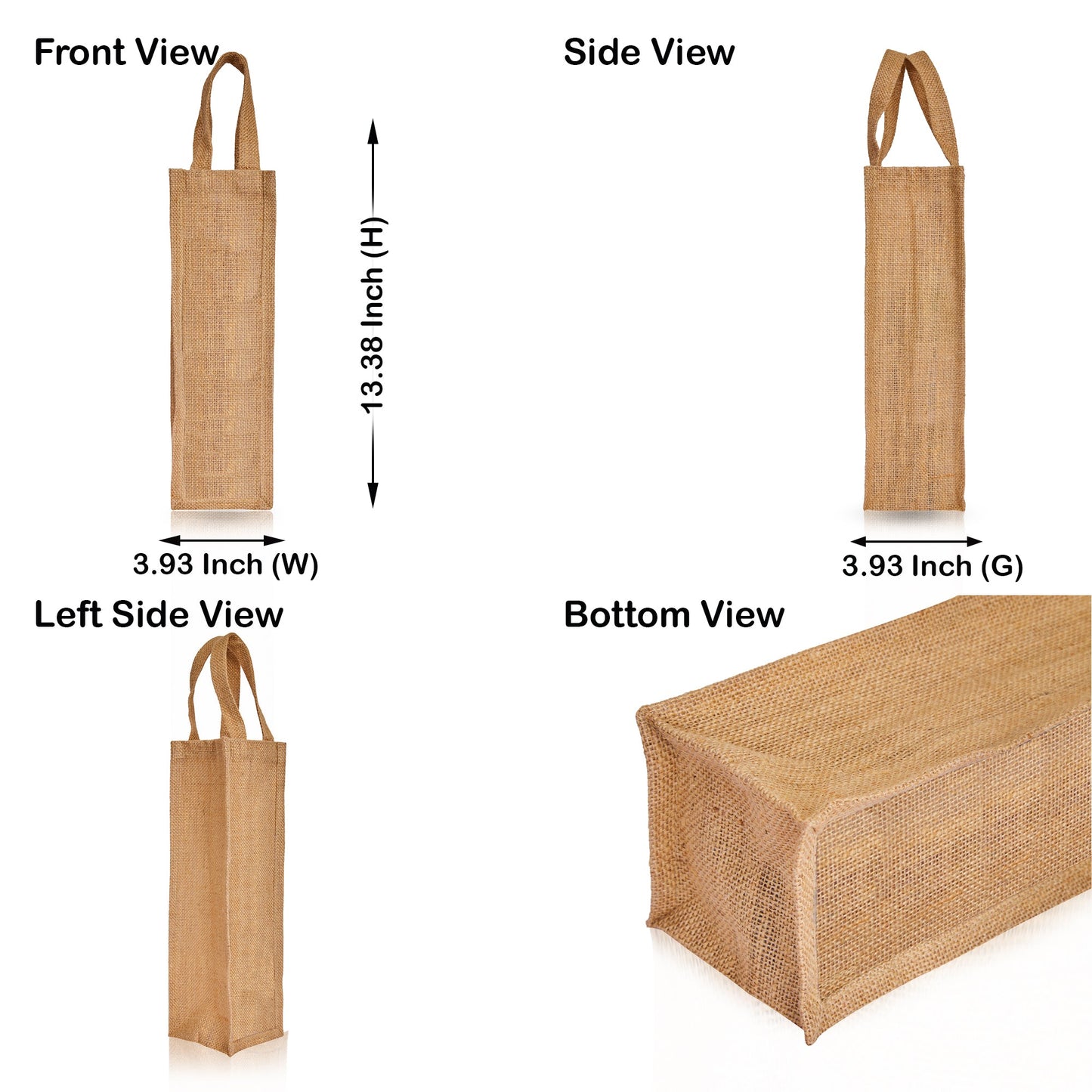 Wholesale Natural Burlap Jute Wine Gift Bags – Reusable Bottle Totes for Parties & Celebrations (Pack of 12)