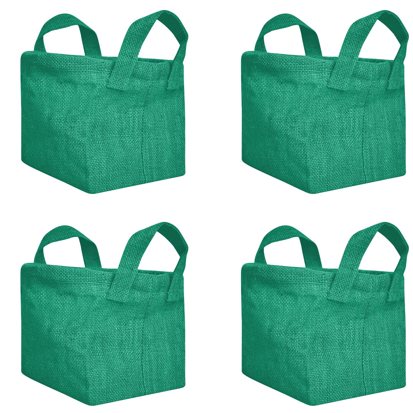 Wholesale Coloured Rectangular Burlap Jute Storage Basket (Packs of 4)