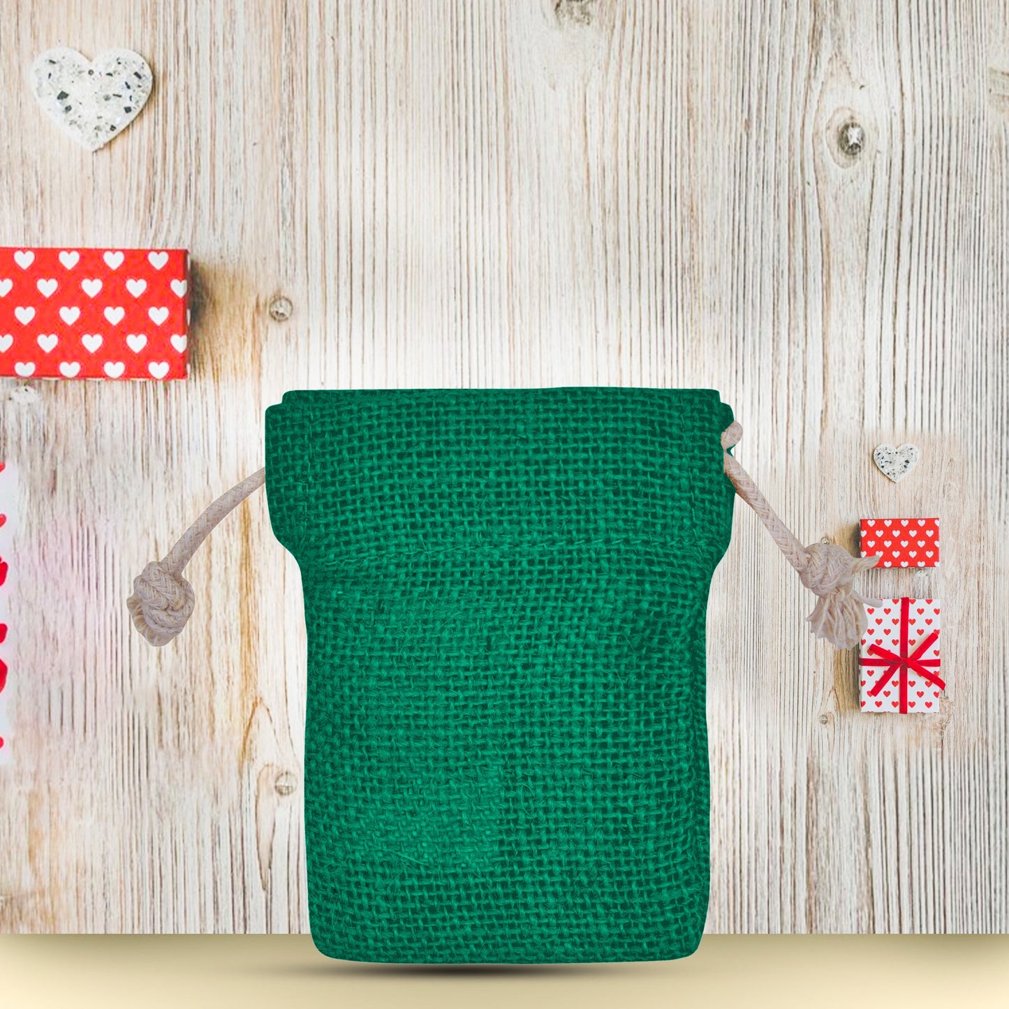 Wholesale Coloured Burlap Drawstring Jute Gift Bags for Party  (8 PCS)