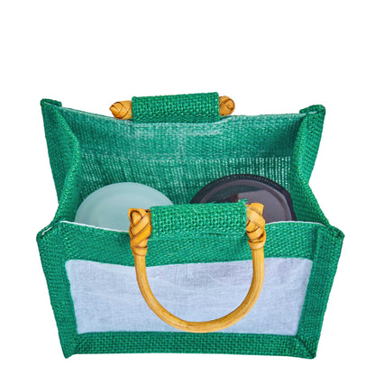 Wholesale Colourful Burlap Jute Gift Bags with Organza for Party Favours & Events (Packs of 7)