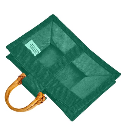 Wholesale Colourful Burlap Jute Gift Bags with Cane Handles (Packs of 7)