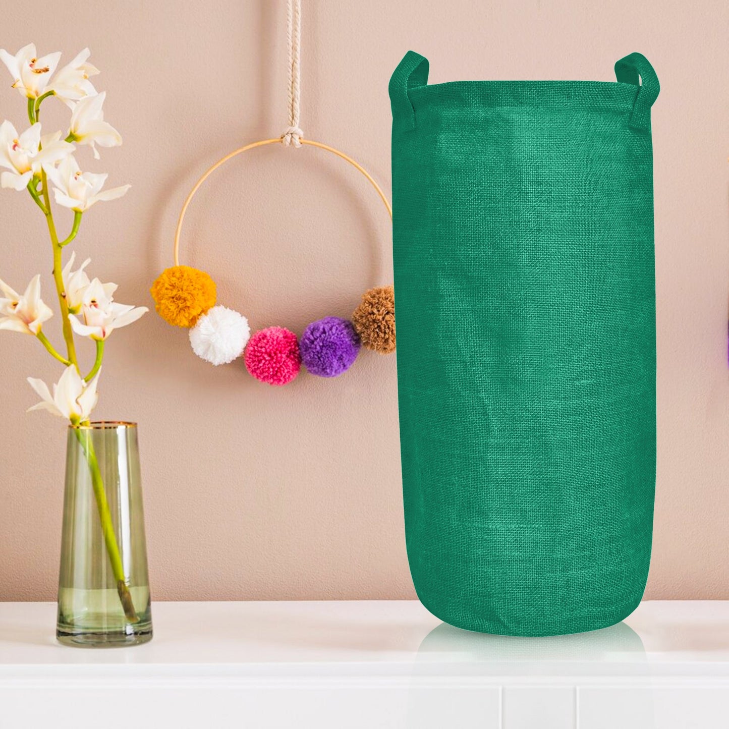 Wholesale Coloured Jute Burlap Laundry Storage Basket  (Set of 4)