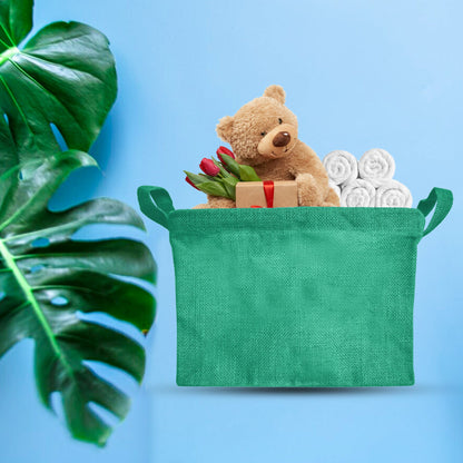 Wholesale Coloured Burlap  Reusable Jute Storage Basket  (Packs of 4)