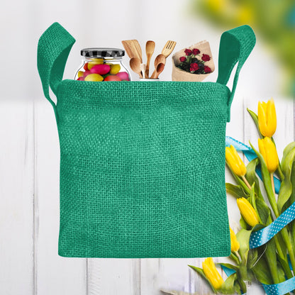 Wholesale Coloured Rectangular Burlap Jute Storage Basket (Packs of 4)