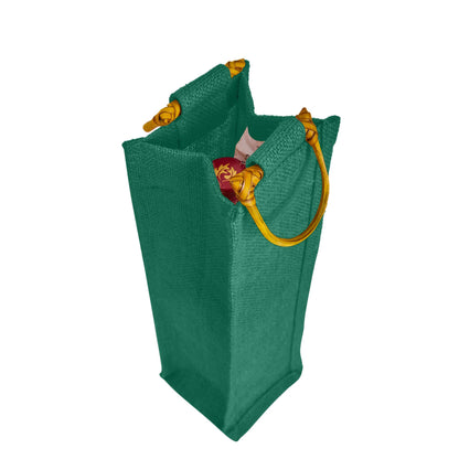 Wholesale Coloured Jute Wine Bottle Bags with Cane Handles – For Events & Gifting (Pack of 7)