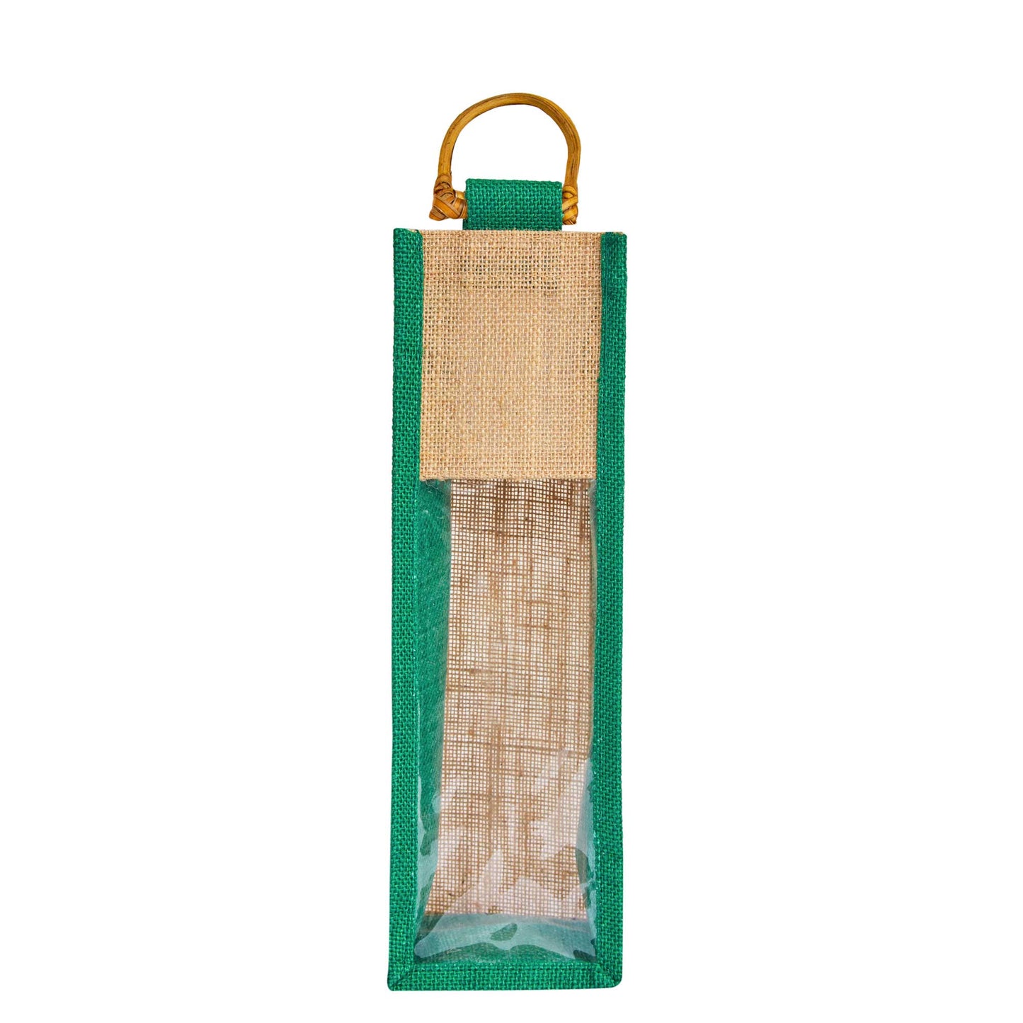 Jute Wine Gift Bags with PVC Window – Wholesale Single Bottle Carriers for Weddings & Events (Pack of 6)