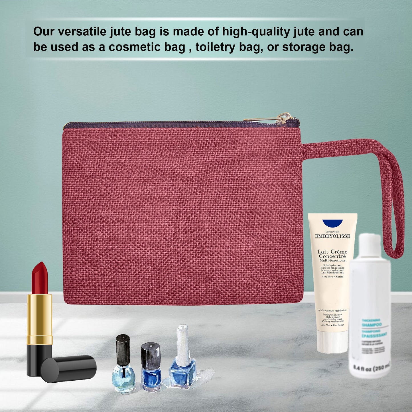 Eco Friendly Multipurpose  Jute Makeup Bags Set of 6 for Women Wholesale Supply