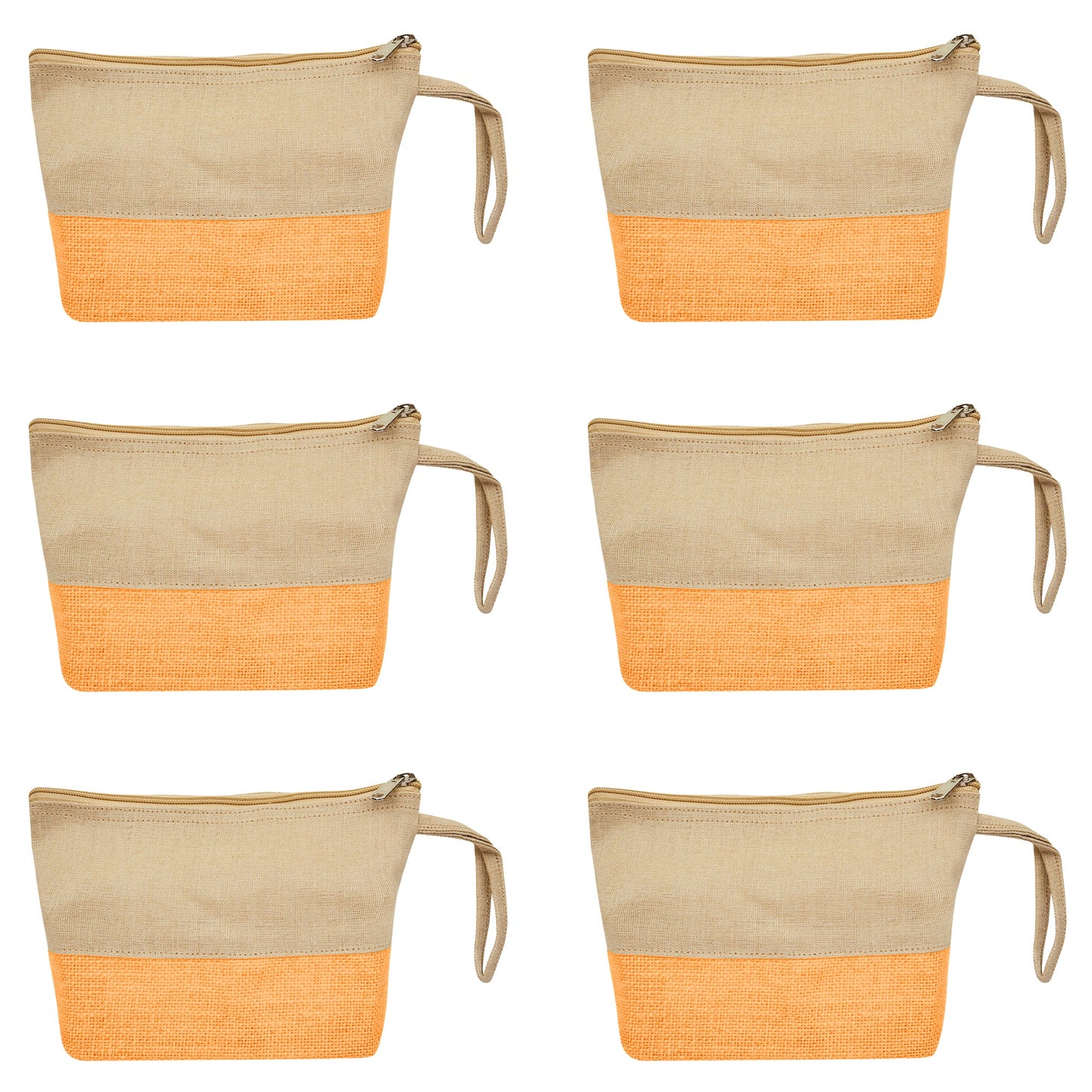 High Quality Stylish  Canvas Jute Cosmetic Pouches Pack of 6 for Women Wholesale Supply