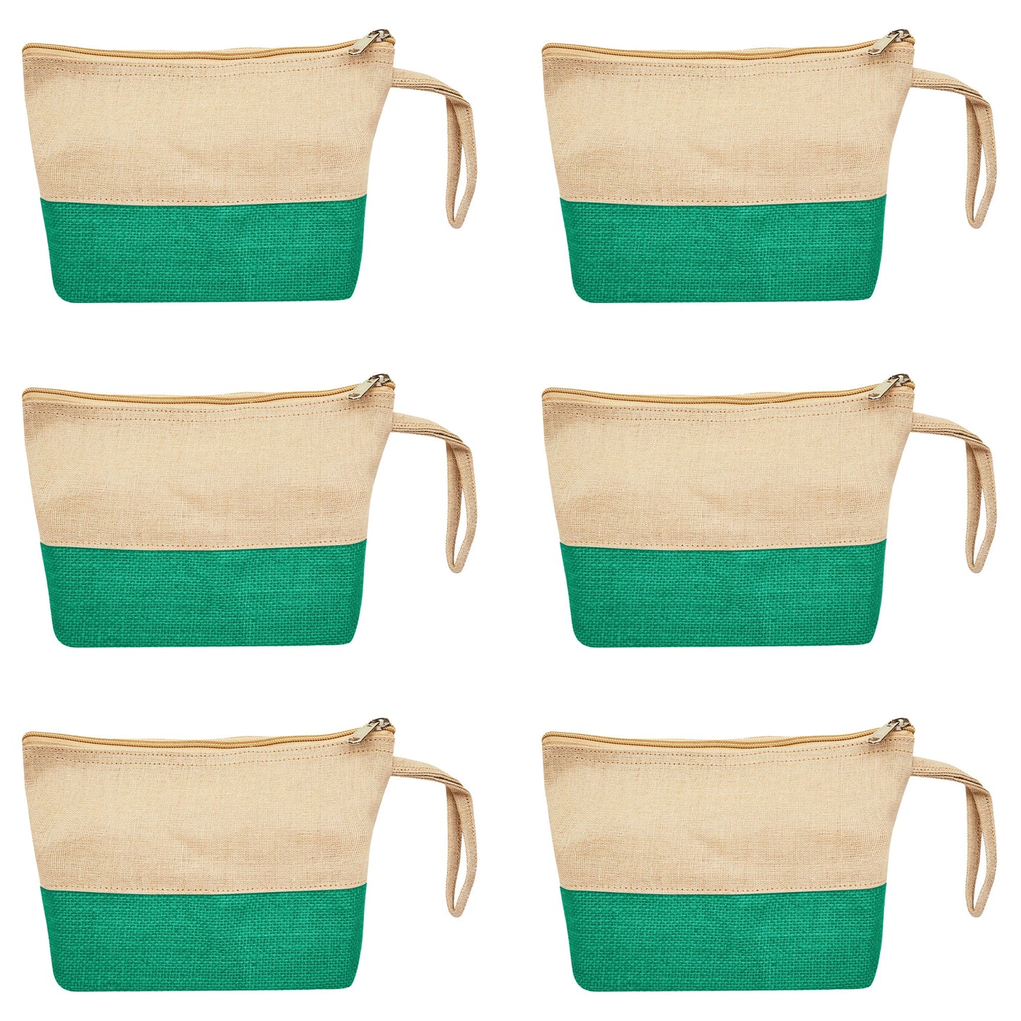 High Quality Stylish  Canvas Jute Cosmetic Pouches Pack of 6 for Women Wholesale Supply