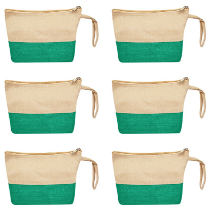 High Quality Stylish  Canvas Jute Cosmetic Pouches Pack of 6 for Women Wholesale Supply