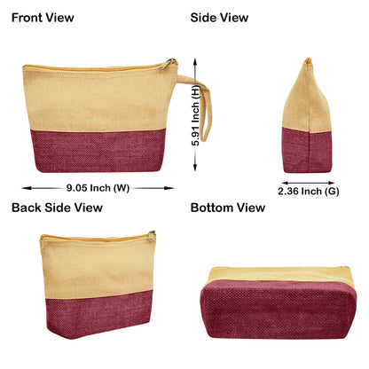 High Quality Stylish  Canvas Jute Cosmetic Pouches Pack of 6 for Women Wholesale Supply