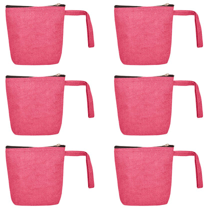 Premium Premium  Jute Cosmetic Bags Pack of 6 for Women Wholesale Supply