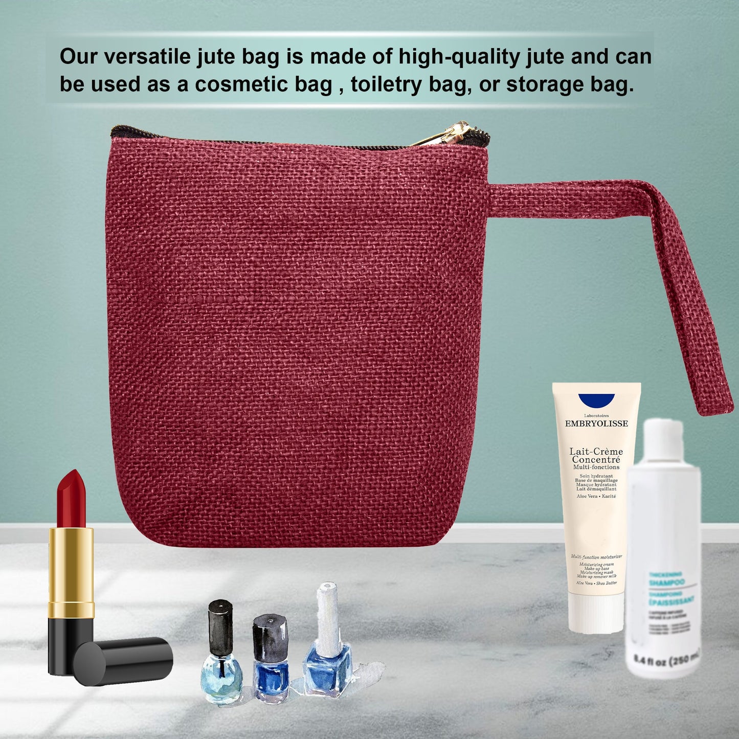 Premium Premium  Jute Cosmetic Bags Pack of 6 for Women Wholesale Supply