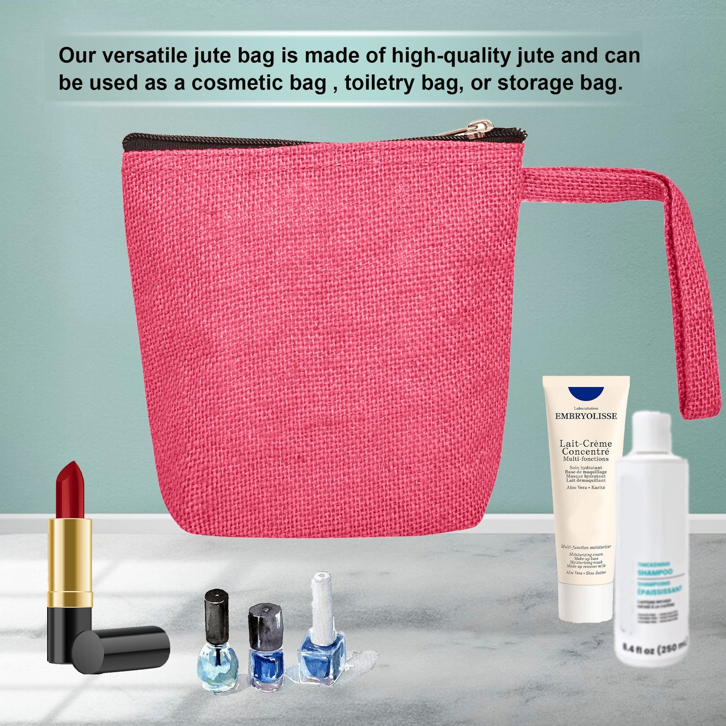 Premium Premium  Jute Cosmetic Bags Pack of 6 for Women Wholesale Supply