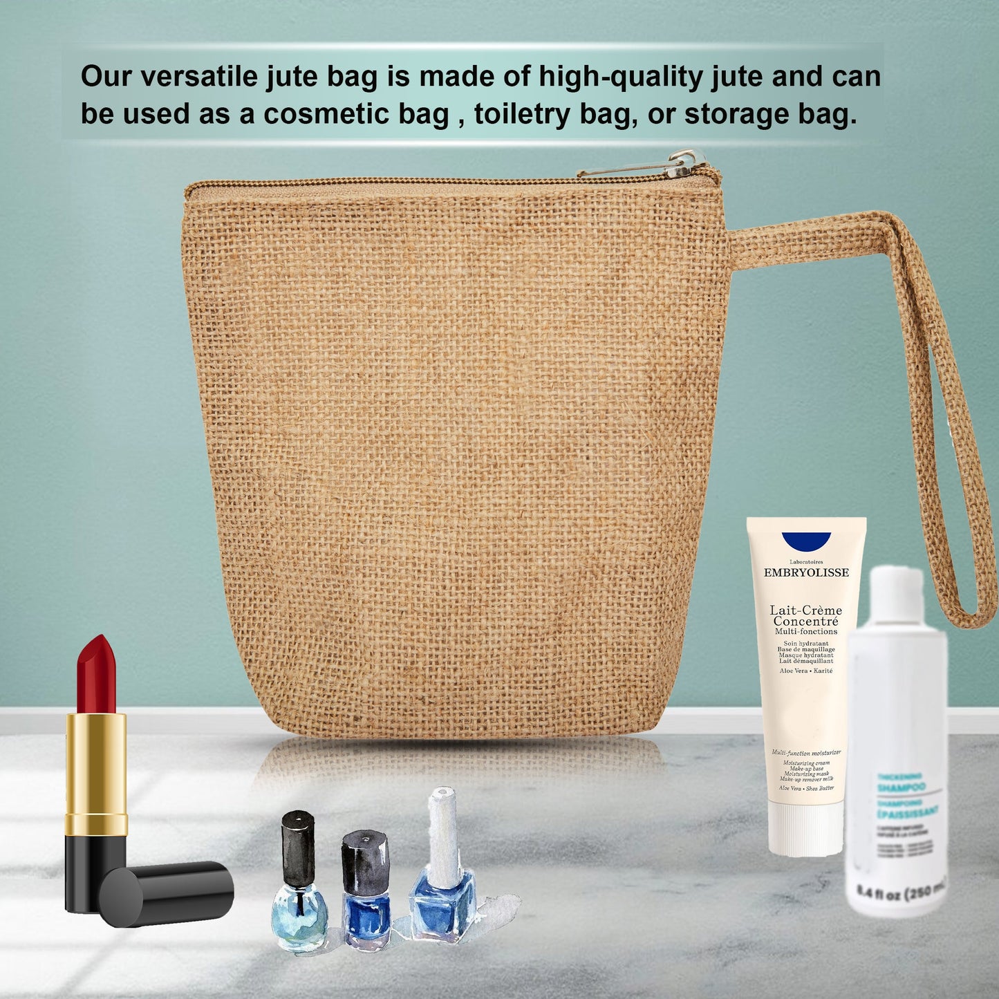 Classic Quality  Natural Jute Cosmetic Bags for Women Wholesale Supply