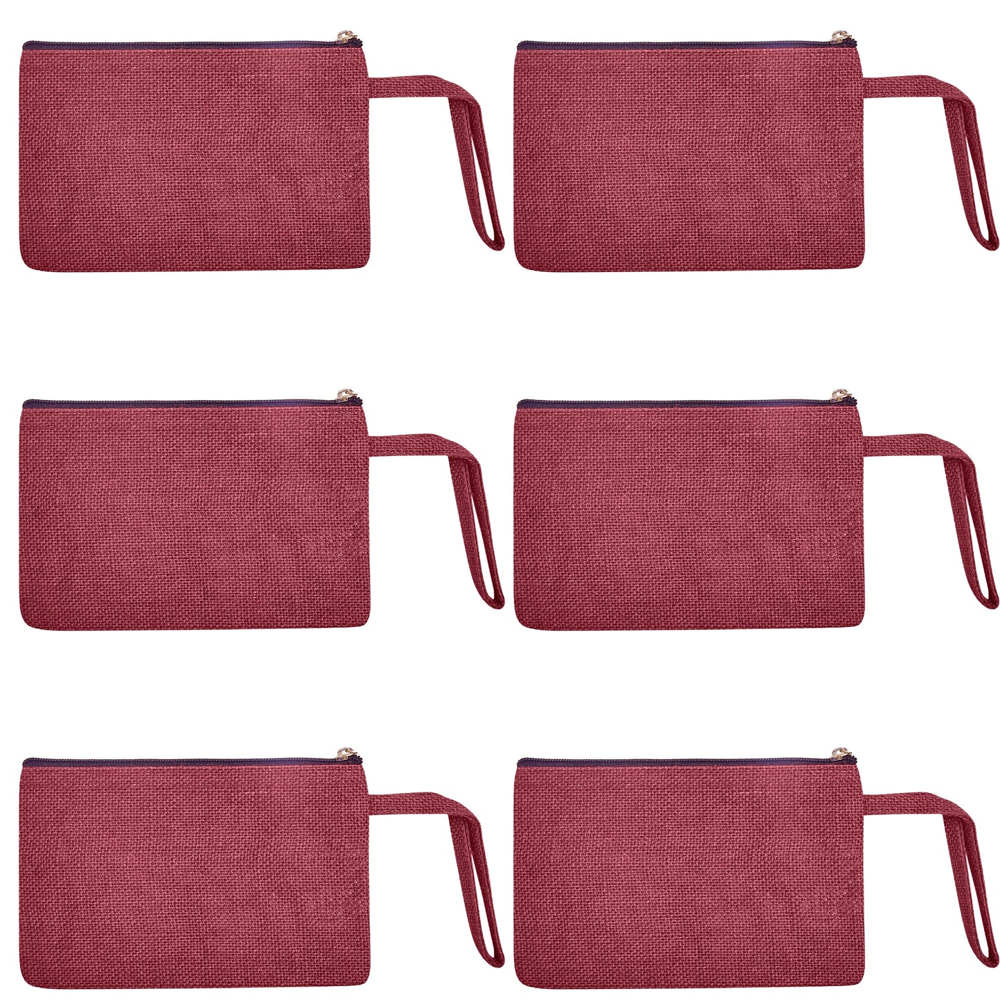 Compact Compact  Colorful Burlap Cosmetic Pouches Set of 6 for Women Wholesale Supply