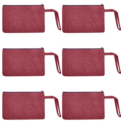 Compact Compact  Colorful Burlap Cosmetic Pouches Set of 6 for Women Wholesale Supply