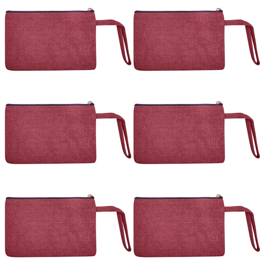 Compact Compact  Colorful Burlap Cosmetic Pouches Set of 6 for Women Wholesale Supply